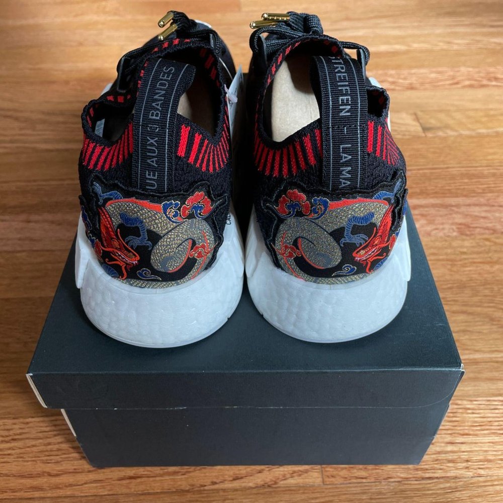 Adidas NMD R1 Primeknit Black / Red Mens Shoes - Picture 4 of 8